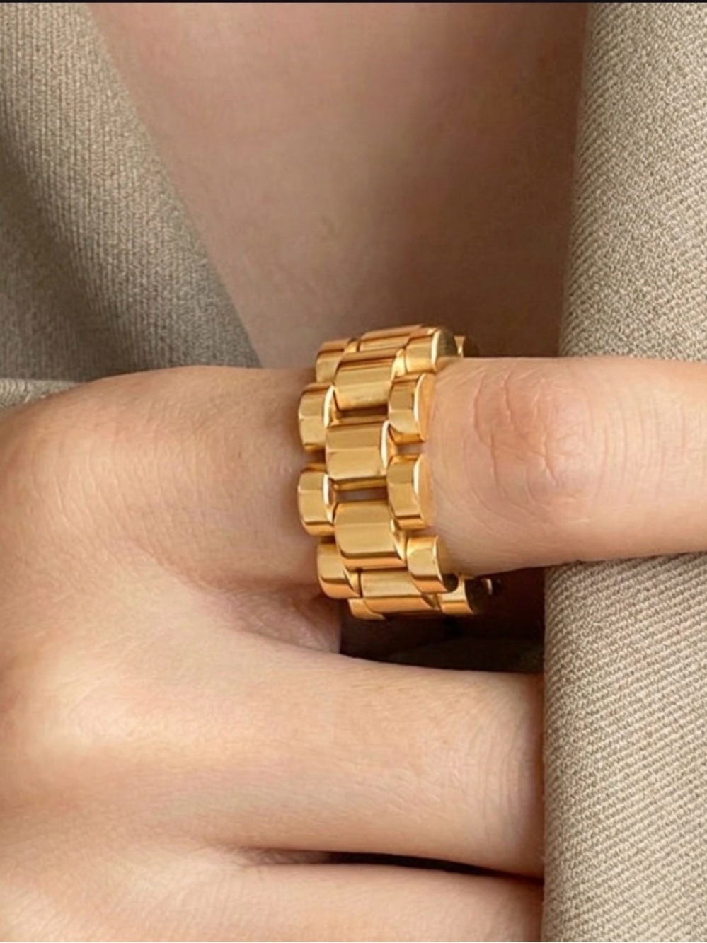 Plunder Design Macon Watch Band Ring Gold Plated Private Label Sizes  7 and 9